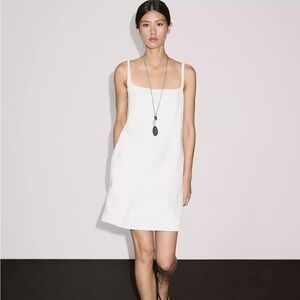 STRAPPY LINEN BLEND MINI DRESS